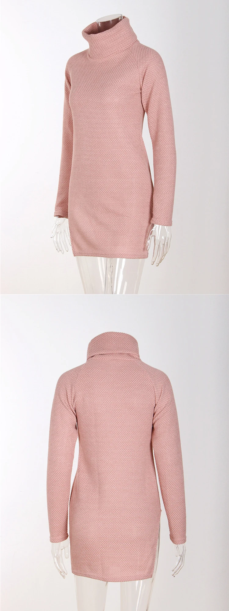 HCYO Autumn Winter Knitted Sweater Women Turtleneck Long Sleeve Warm Sweater Pullover Casual Solid Loose Long Sweaters Vestido (4)