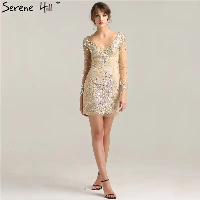 long sleeve v neck cocktail dress