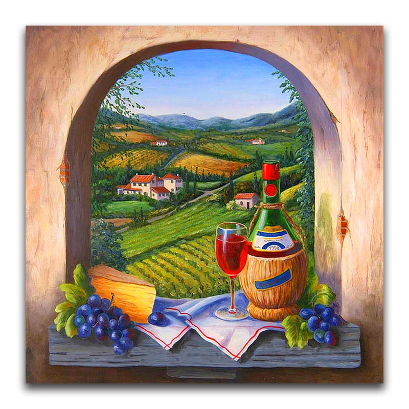 Wine glass Full square Diamond painting Cross stitch fruit grape 3D DIY Diamond embroidery scenery full round Diamond mosaic cup