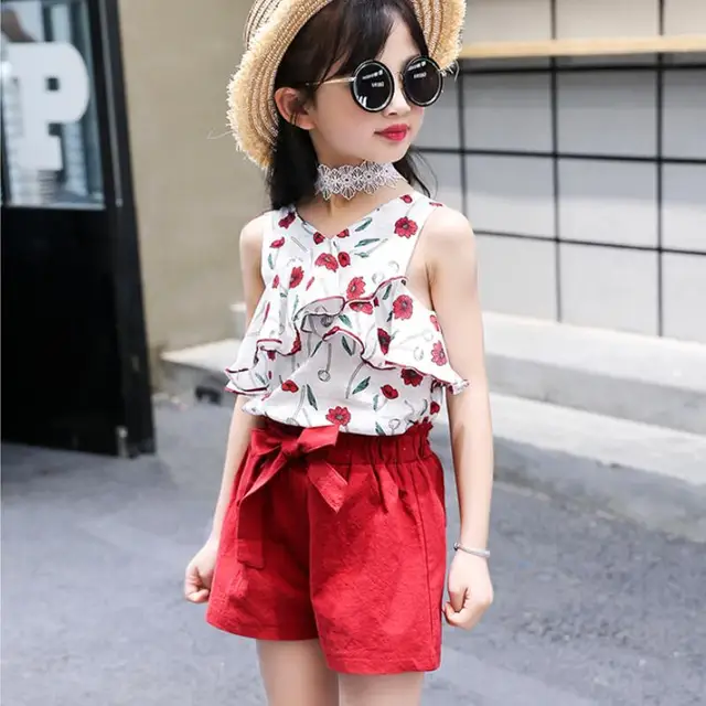 Summer Girls Clothing Sets Baby Toddler Teen Clothes Set Child Kids