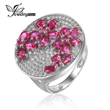 JewelryPalace Enorme Lujo Creado Red Ruby Cocktail 3.3ct Anillo Genuino 925 Plata Esterlina de La Manera Joyería Fina Para Las Mujeres