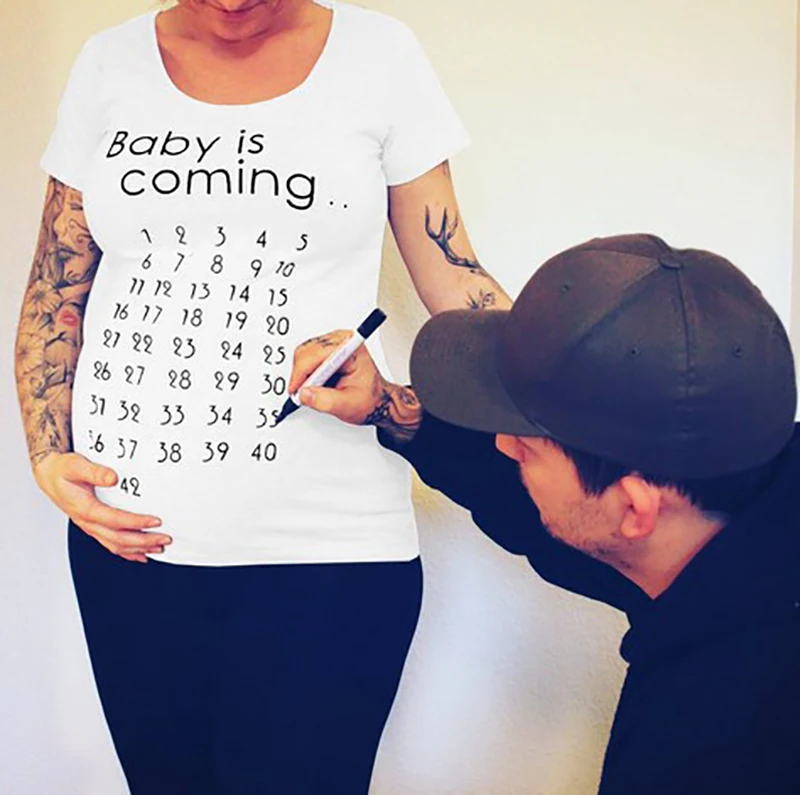 Dollplus mujer ropa de maternidad embarazada Camiseta corta bebé viene impresión divertida Tops camisa verano ropa de embarazo Dollplus mujer ropa de maternidad embarazada Camiseta corta bebé viene impresión divertida Tops camisa verano ropa de embarazo
