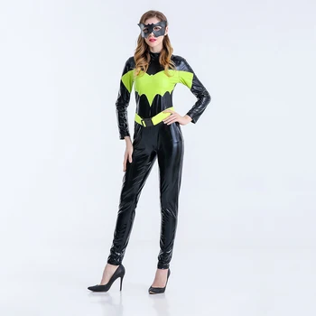 

Movie Latex Superman Batman Costume for Adult Women Superhero Party Cosplay Halloween Super Hero Fancy Dress Outfits with Mask