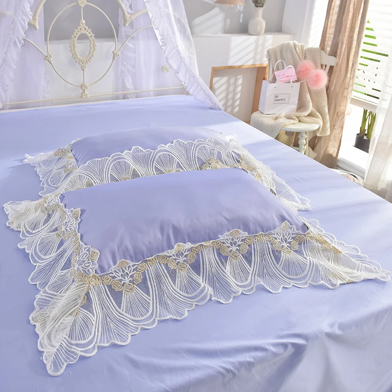 Waliicorners Super soft washed silk Bedding Set Duvet Cover Sheet/fitted sheet Pillowcase King Queen Size lace Bed Linen 61 DSC_1064