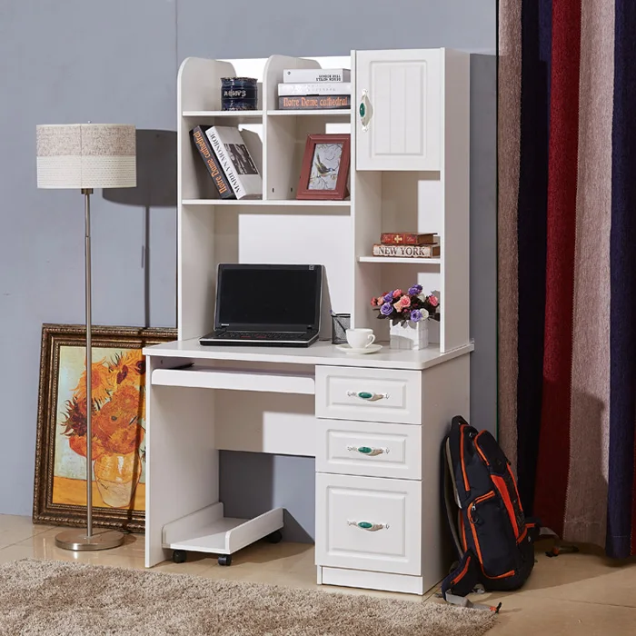 Paint desktop computer desk home with a bookshelf cabinet