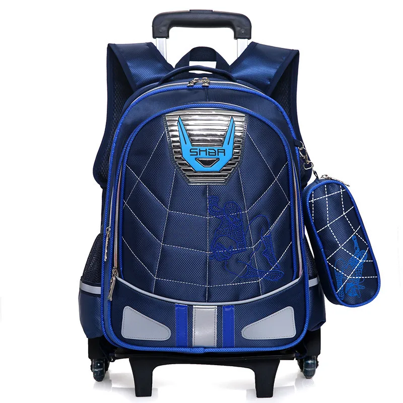 Водонепроницаемые сумки на колесиках для школьников, съемный рюкзак на колесиках для школьников, вместительные сумки для книг, дорожная сумка для багажа - Цвет: deep blue 2 wheels