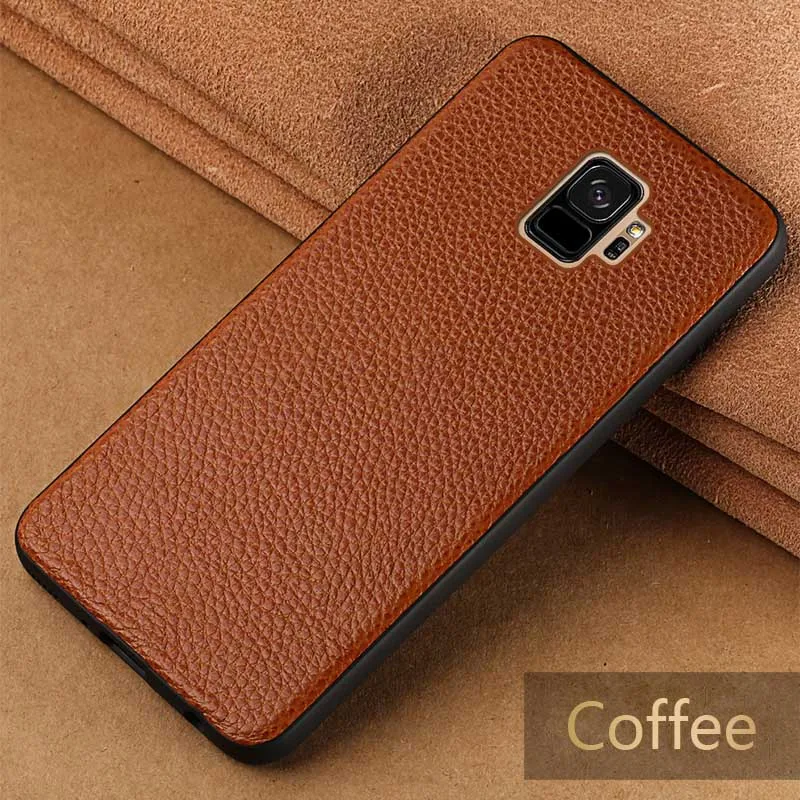 Coffee Чехол для телефона чехол s для samsung Galaxy S6 S7 S8 S9 S10 Plus кожаный чехол с текстурой Личи Чехол для Note 8 9 A5 A7 A8 J3 J5 J7 чехол - Цвет: Coffee