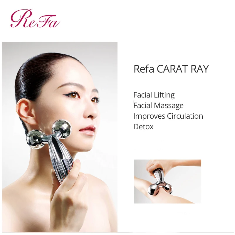 Роликовый массажер ReFa CARAT RAY с микро током разминающий массаж лифтинг для лица