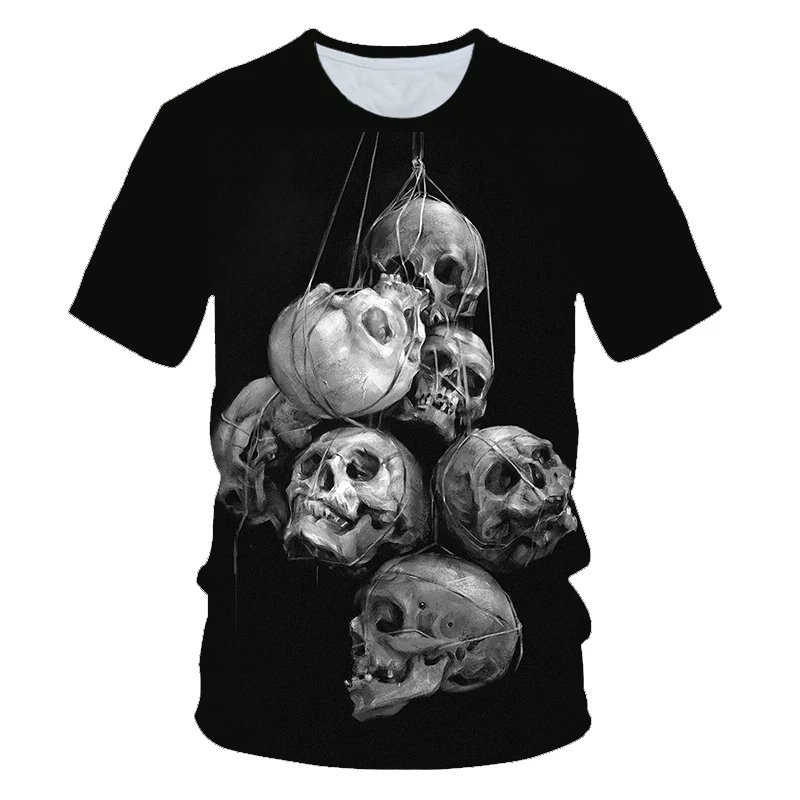 New hot men's summer skull poker print men's short-sleeved T-shirt 3D T-shirt casual breathable season hip-hop brand T-shirt 6XL - Цвет: picture color