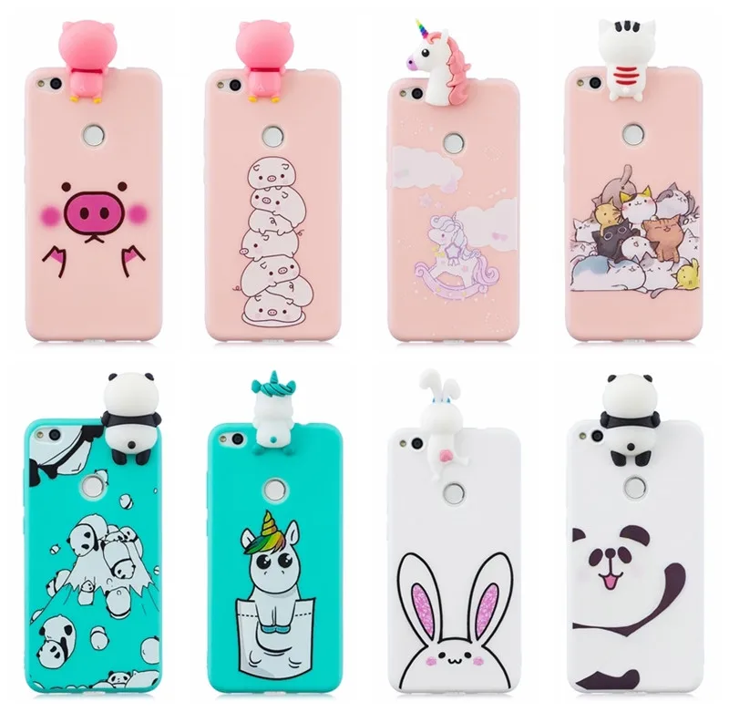 

3D Unicorn Panda Pig Cartoon Phone Case For Huawei Honor 8 Lite Cases For For Huawei P9 P8 Lite 2017 Cover Silicone Coque Case