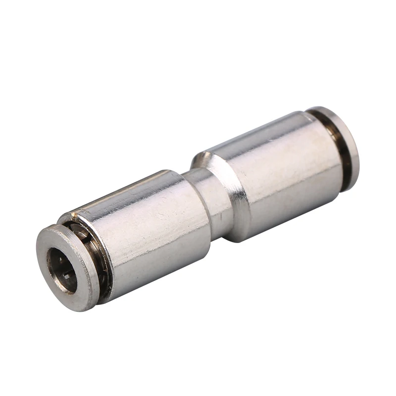 PU 10 Pneumatic Air Quick Connector Nickel Plated Brass 10mm to 10mm
