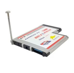 

Laptop 54mm Type II Express Card to Wireless N WIFI Antenna Ethernet Network Card + USB 3.0 Socket Adapter Expansion Card