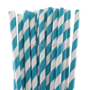 

Free Shipping 500pcs Dark Blue Straws, Striped Paper Straws, Party Straws
