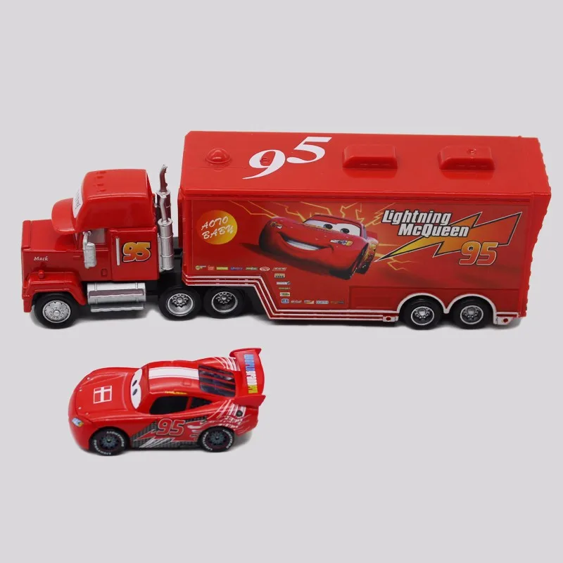 Disney «Тачки» № 95 Mack грузовик+, без рамки, с изображением маленькой машины Lightning McQueen Металл игрушечных автомобилей для детей 1:55 Свободные Фирменная новинка на