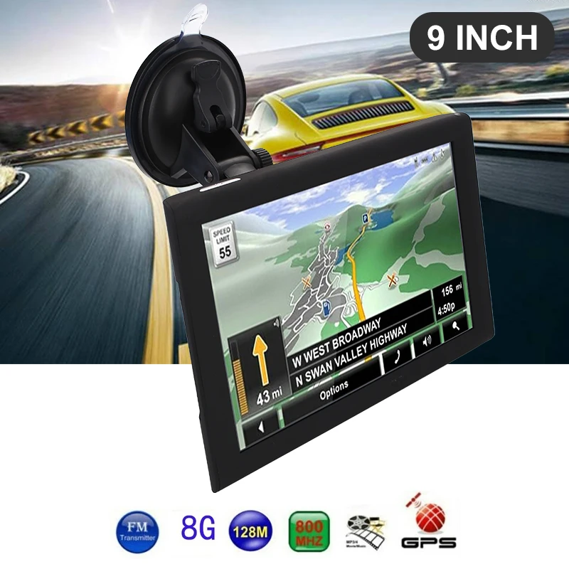 

9 Inches Portable GPS Navigator Vehicle Navigation FM Transmit Electronic Album Sensors Universal Photography Car Navigator