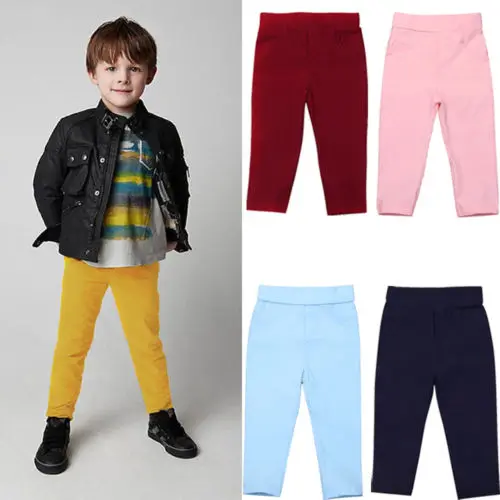 Детские Стрейчевые штаны для маленьких мальчиков и девочек; одежда; брюки с высокой талией; повседневные брюки; одежда для детей