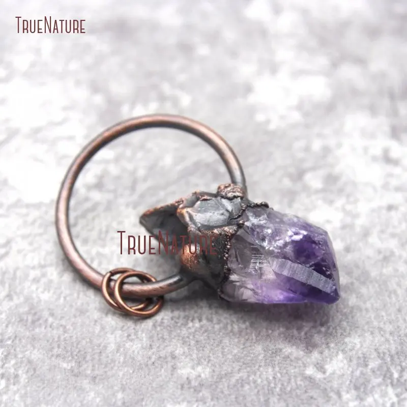 

Amethysts Point Pendant Vintage Copper Hoop pendant PM27030