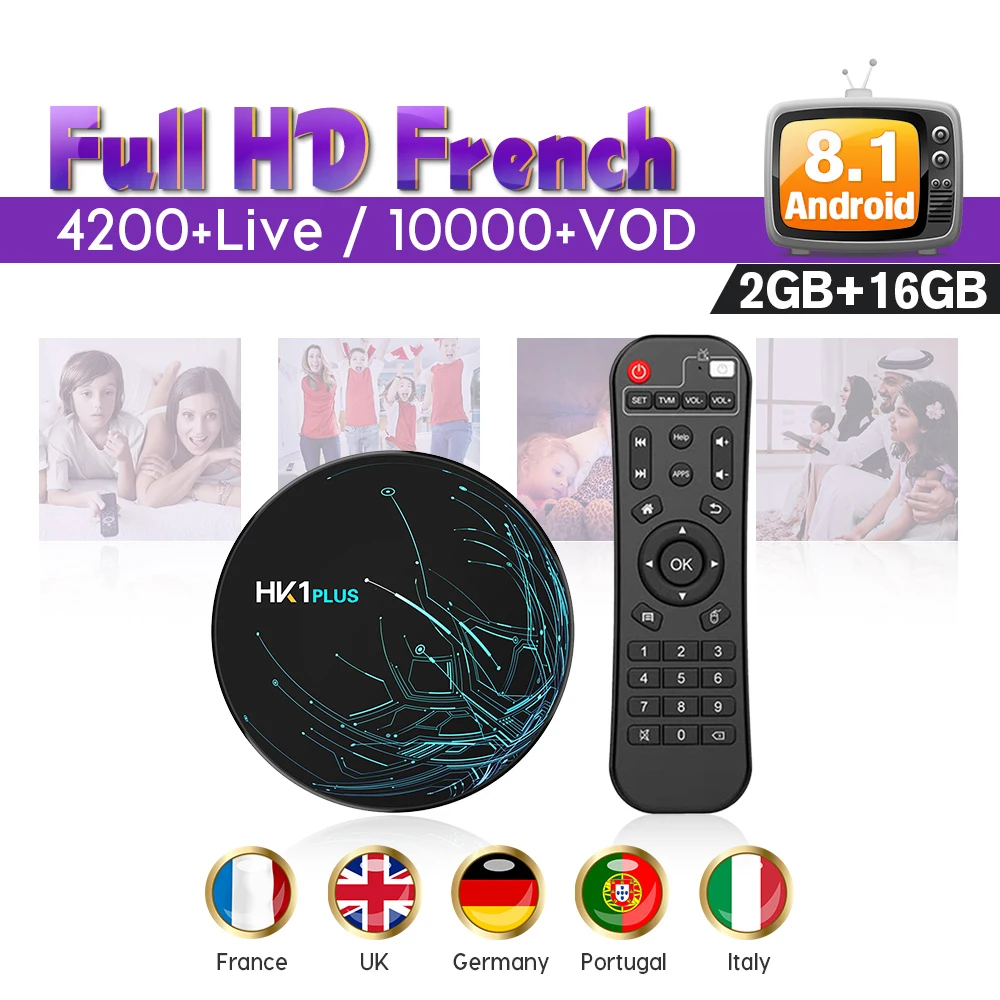 

IPTV Portugal France Android 8.1 HK1PLUS with SUBTV 1 Year Code S905X2 2G 16G 4K 2.4G Wifi IPTV Italy Germany EX-YU IP TV
