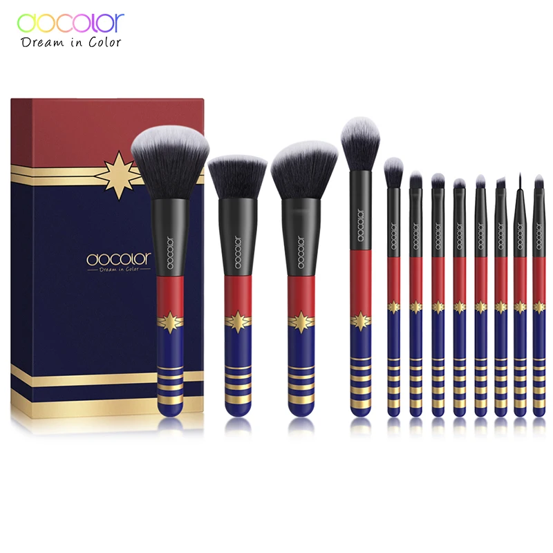 Docolor 12PCS Набор кистей для макияжа Профессиональные кисти для макияжа Синтетическая пудра для волос Фонд Тени для век Кисти для макияжа