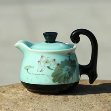 Керамический подлинный ручной росписью чайник celadon lotus shadow зеленый один горшок чайный набор кунг-фу LO105210