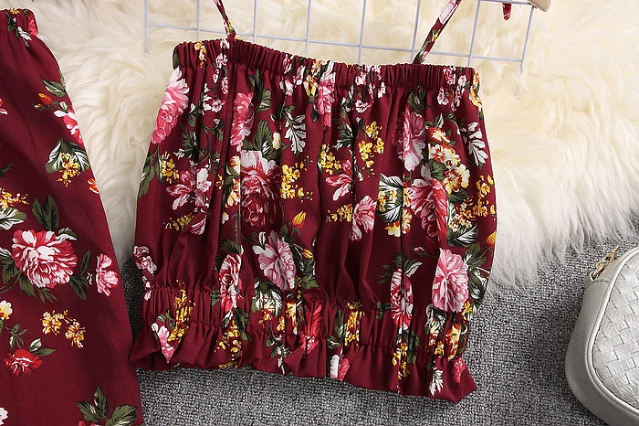 Женский укороченный топ с цветочным принтом ALPHALMODA комплект из 2 предметов
