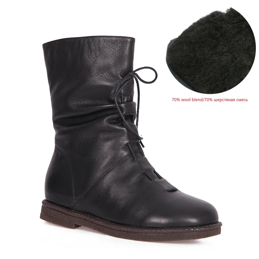 BELISS меховые теплые Женские зимние ботинки стиль Модные Натуральная кожа теплые шерстяные ботинки для снежной погоды женские ботинки до середины икры высокого качества B42 - Цвет: black2