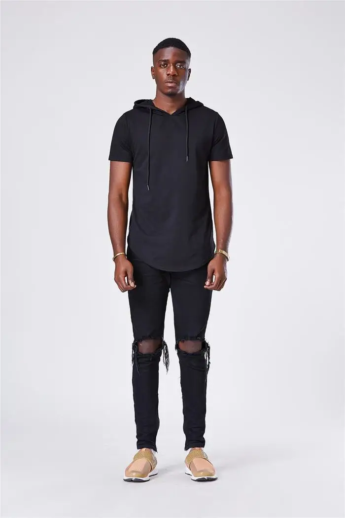 Moomphya Mens Hooded T Shirt Hipster Hip Hop T Shirt Men Longline Zipper T Shirts Short Sleeve Tees Men Hooded hoodies 