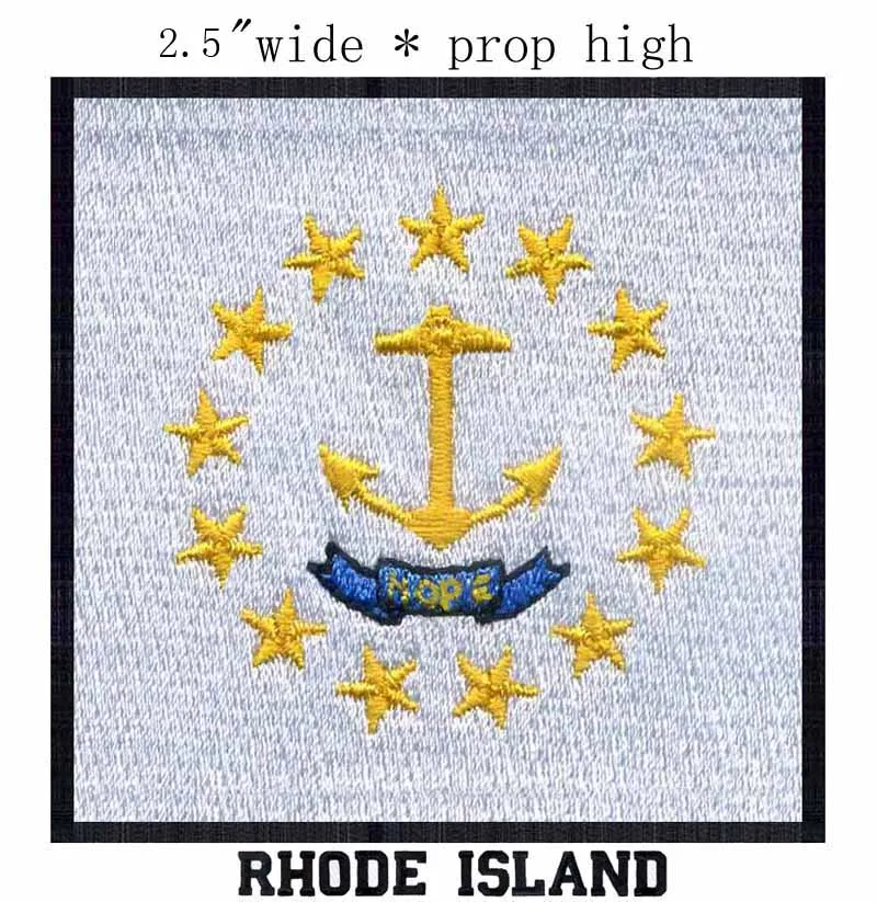Rhode Island Flag embroidery patch 2.5" wide shipping/gold anchor/hope