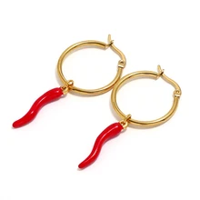 Классические этнические панк из нержавеющей стали для Чили серьги красного цвета эмаль Чили Подвесные серьги женские золотые/серебряные ювелирные изделия