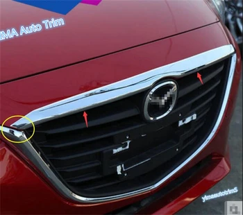 

Lapetus For Mazda 3 AXELA Sedan 2014 2015 2016 ABS Front Head Grille Engine + Rear Trunk Garnish Strip Lid Cover Trim 2 Pcs
