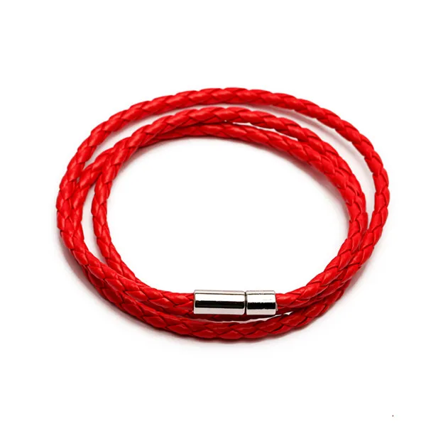 Новинка, модный плетеный кожаный браслет из ПУ кожи, мужской браслет для женщин, ювелирные изделия, многослойный кожаный браслет с застежками - Окраска металла: Red