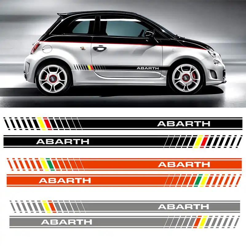 For Fiat 500 Abarth Bi Color Custom Side Stripe Decal Sticker Da4 0012 Car Stickers Aliexpress