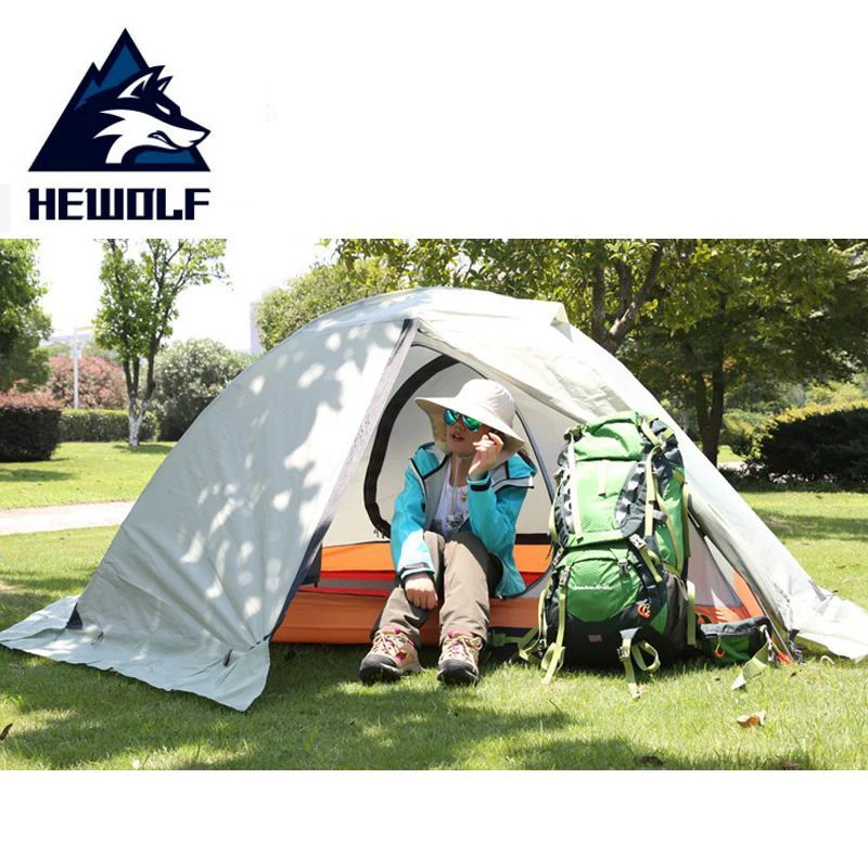 Hewolf Waterproof Outdoor Tents 2 Person Four Seasons Winter Tent Double Layer Snow Skirt