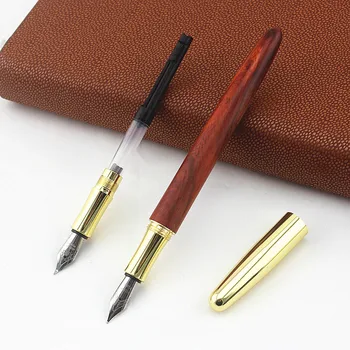 

Nature Wood Interchangeable Nib Fountain Pen Wood Cap 0.5mm /1.0mm Bent Nib For Office School Supplies Gift Ink pen