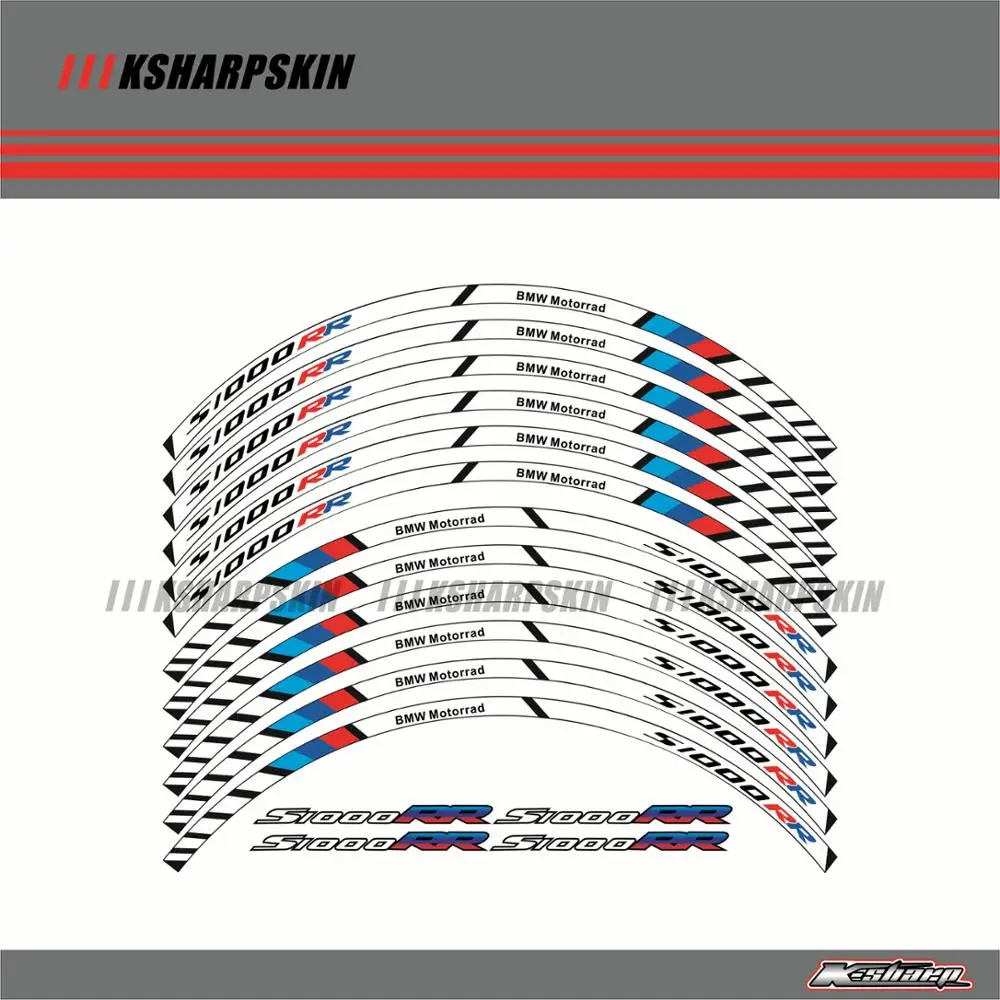 12 X толстый край внешний обод наклейка полоса колеса наклейки подходят BMW S1000RR 17''