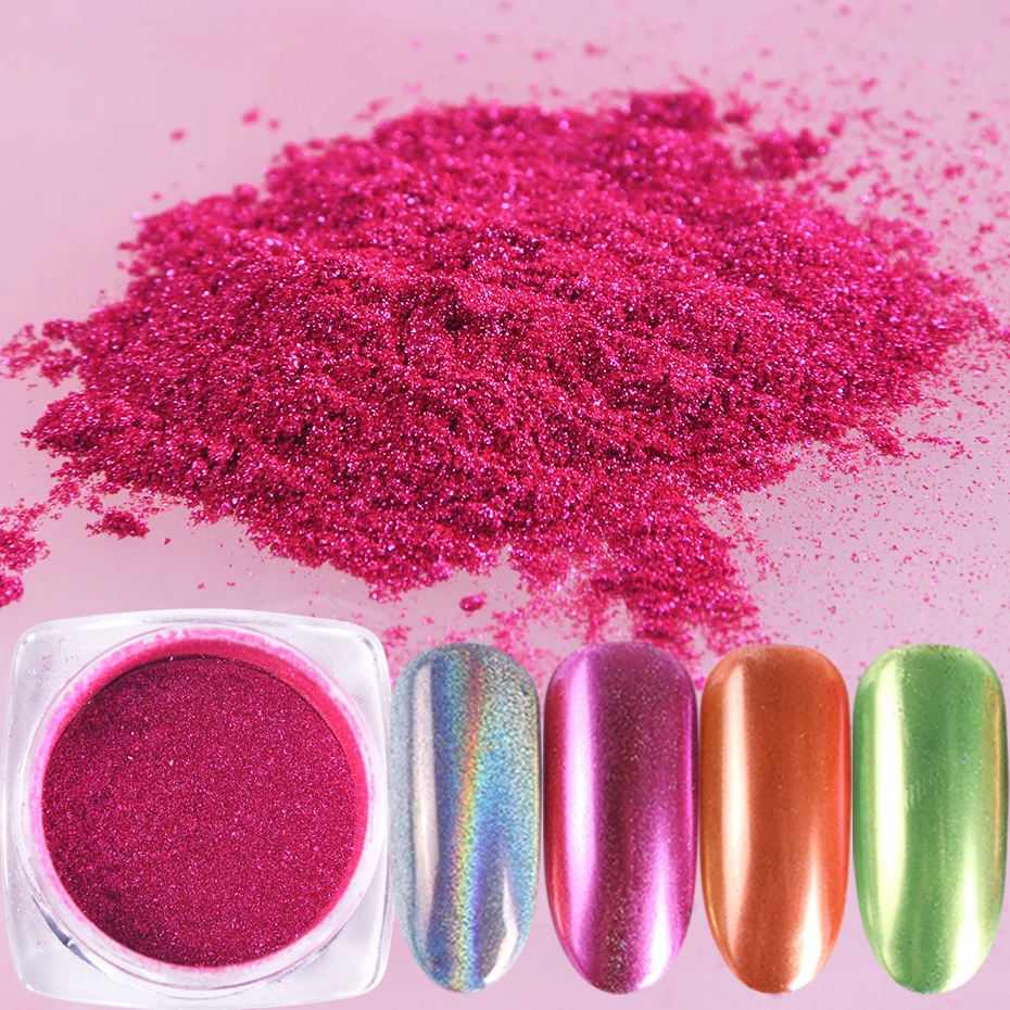

Mirror Chrome New Colors Nail Glitter Powder Pink Rose Silver Laser Holographic Pigment Dipping Dust Manicure Decorations LA786