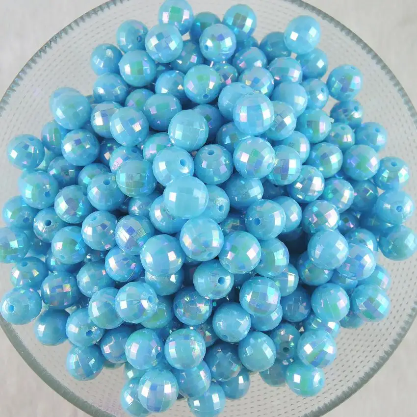 Wholesale Blue DIY Loose Round Plastic Acrylic Faceted Beads 6mm 8mm