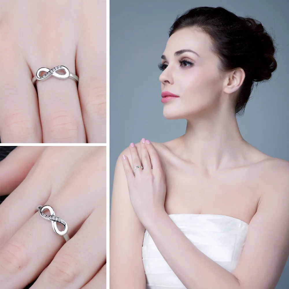 JewelryPalace Infinity Forever Love Anniversary Promise Ring For Women Genuine 925 Sterling Silver Fine Jewelry