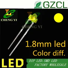 Желтый индикатор dip led 1,8 мм led рассеянный через отверстие led 585-595nm 2,0-2,2 в мини 1,8 мм светодиодный Диод