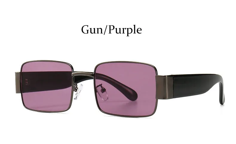 Роскошные Квадратные прозрачные солнцезащитные очки для женщин Ретро Красная прямоугольная металлическая оправа мужские очки черные тени женские - Цвет линз: Gun Purple