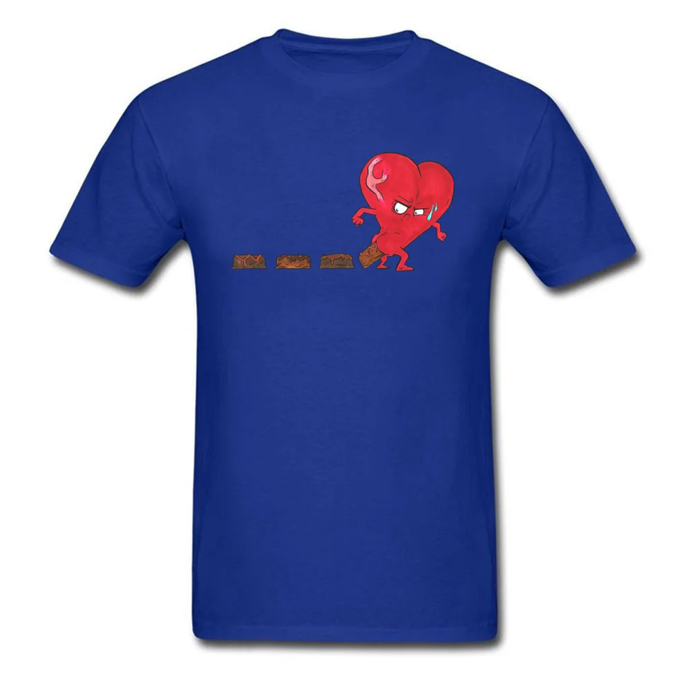 Design Chocolate Filled Heart Geek Short Sleeve Autumn Tops & Tees Wholesale Round Collar Cotton Fabric Tee Shirts Boy T Shirts Chocolate Filled Heart blue