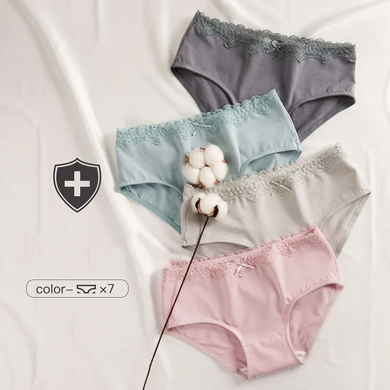 

Japanese no trace cotton ladies lace large size underwear comfortable breathable antibacterial cotton mid-rise girls briefs