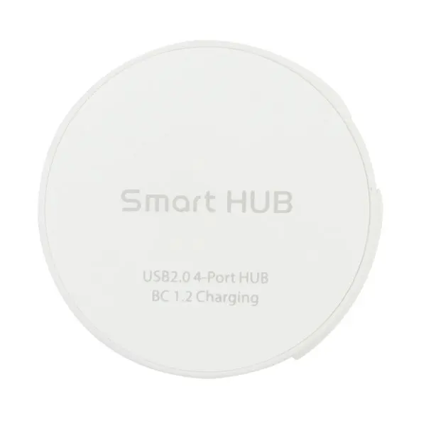 Round Shape 4 Ports Smart Hub With Battery Charging BC 1.2 Built-in Wrap-Aound Cable White U2-312-WH Round Shape 4 Ports Smart Hub With Battery Charging BC 1.2 Built-in Wrap-Aound Cable White U2-312-WH