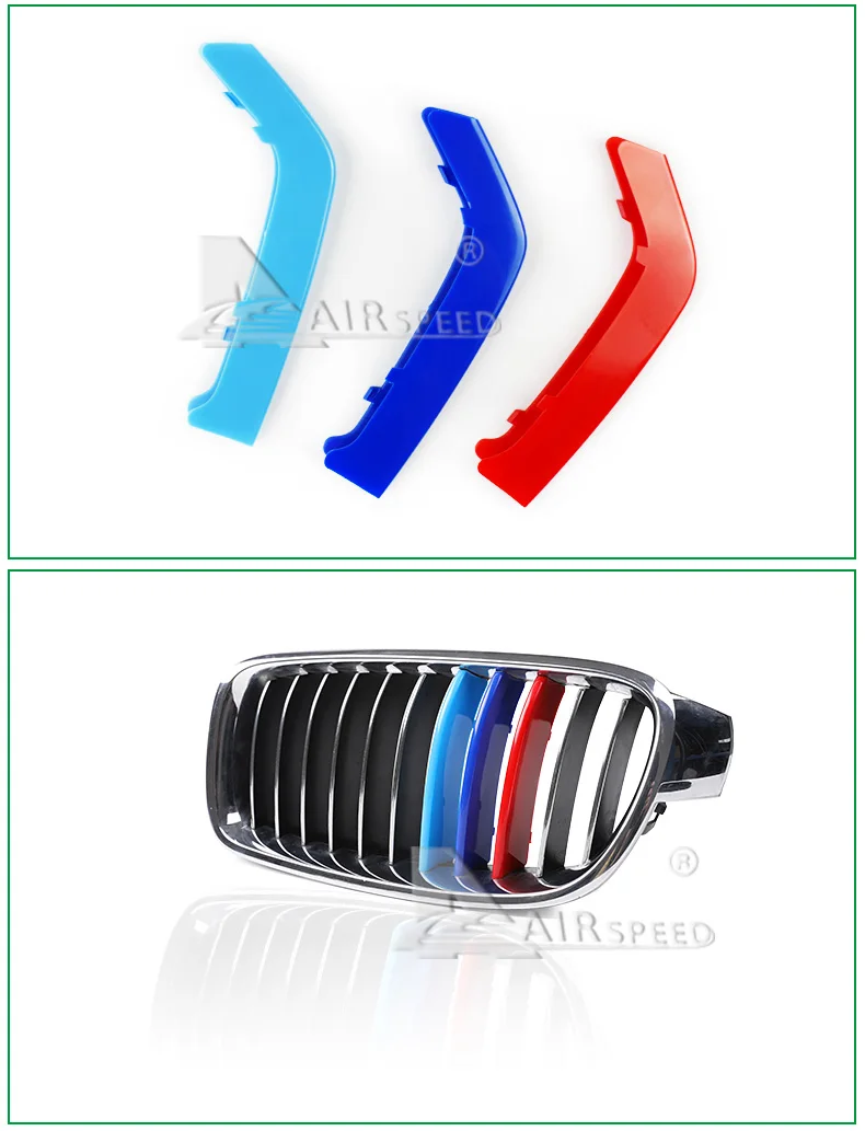Airspeed Car Front Grill Stripes Covers for BMW 3 Series 3GT F30 F34 E90 Motorsport Decoration Strips Trim Stickers Car-styling (5)