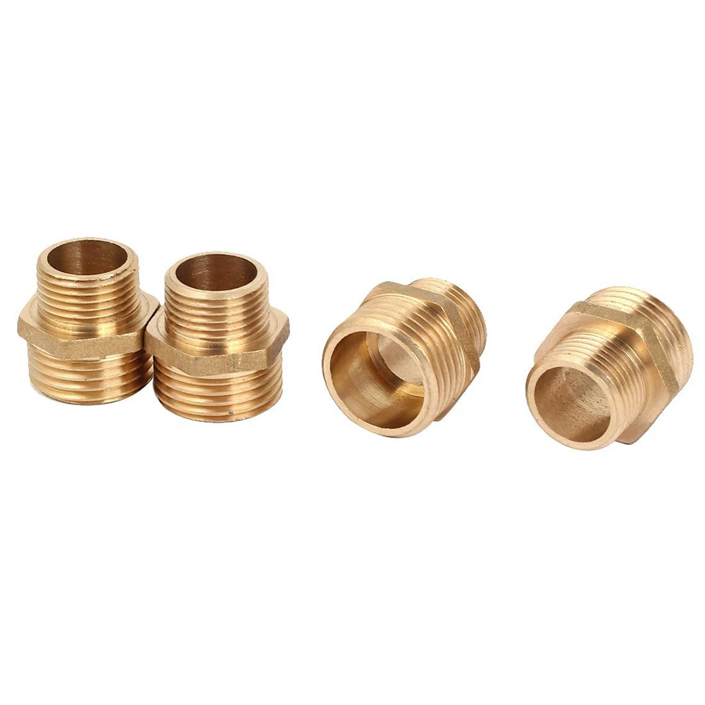 1//2BSP Male Thread Brass Hex Nipple Tube Pipe Connecting Fittings 6pcs