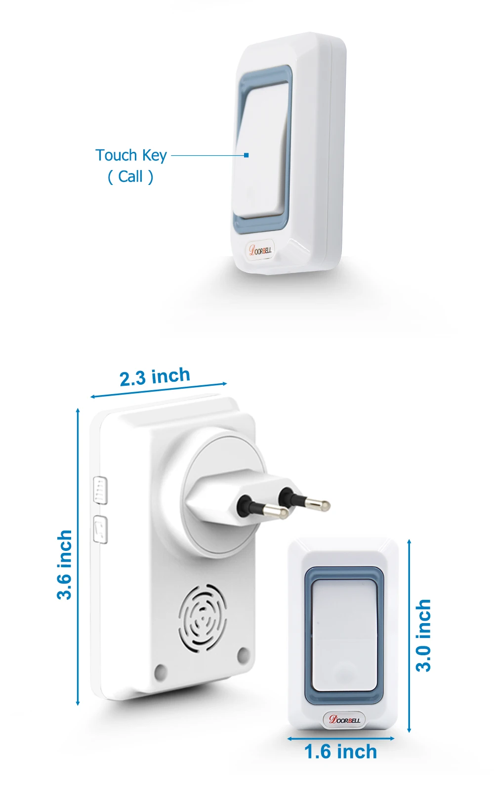 Saful Waterproof Wireless Doorbell Led Light doorbells EU US AU UK plug (13)