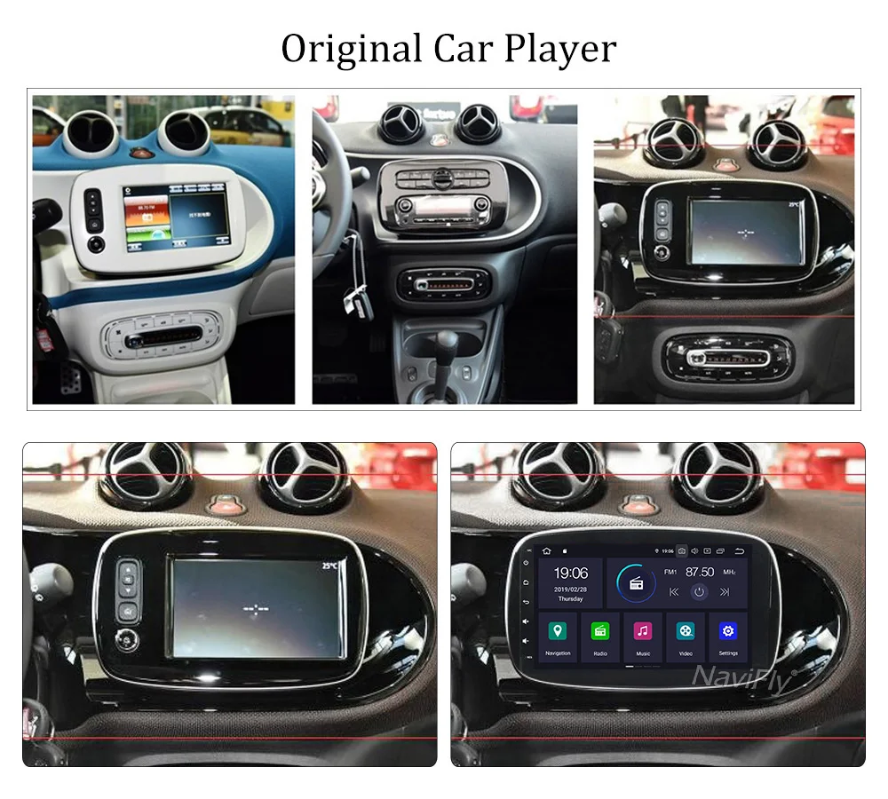 Cheap 8Core IPS DSP Android 9.0 Car Multimedia player GPS Navigation for Mercedes Benz Smart Fortwo 2016 2017 2018 JBL radio FM AM RDS 10