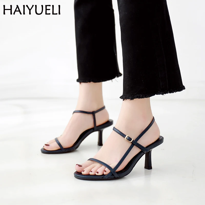 

Chaussures Femme 7cm Heel Women High Heels Fashion Women Summer Sandals Black/Red/Blue Female Shoes Leisure Womens Sandals