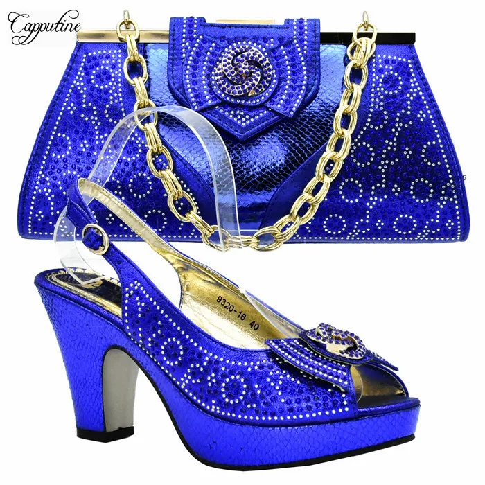 royal blue handbag and shoes