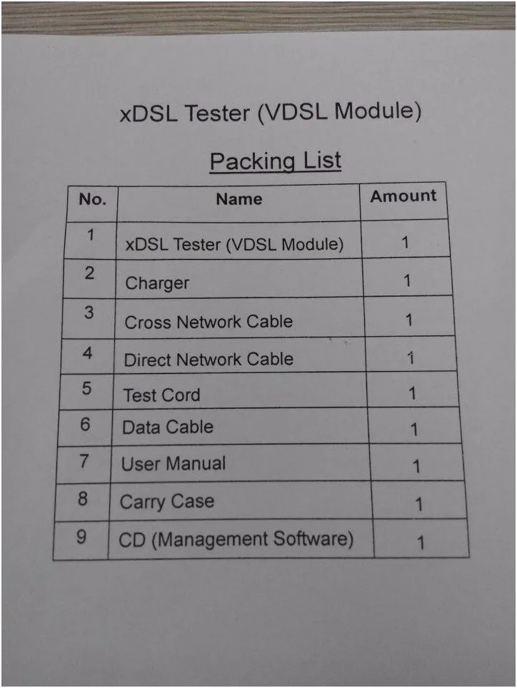 vdsl packing list